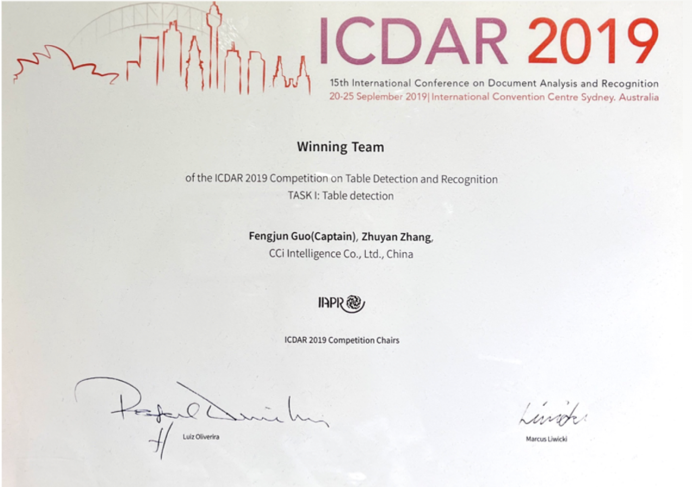 2019 ICDAR 国际文档分析识别大会——票据识别冠军/表格识别竞赛冠军
